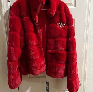 San Francisco 49ers Cuce Rhinestone Faux Fur Full-Zip Jacket
